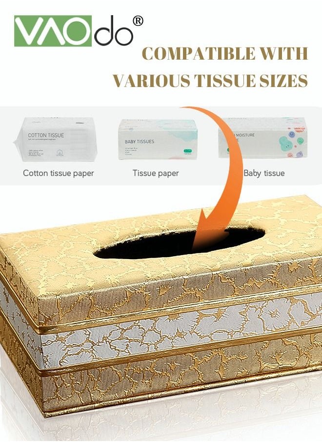 VAOdo - Leather Tissue Box Holder Trimmed Design Suitable for Multi-scene Use 24 * 12.5 * 8.5 CM - Image 1