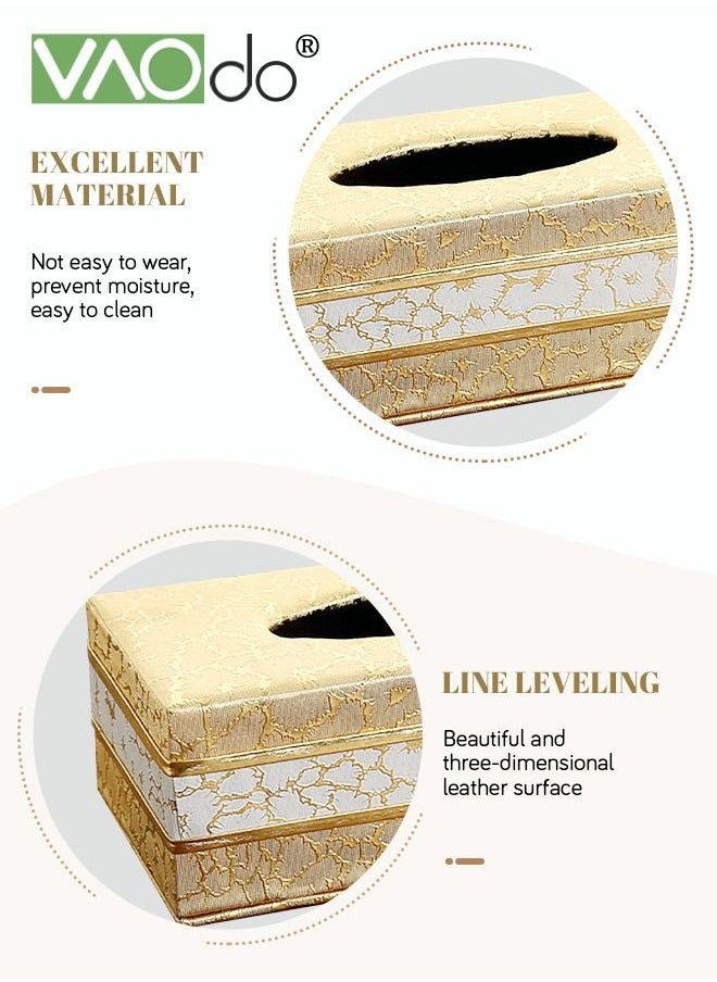 VAOdo - Leather Tissue Box Holder Trimmed Design Suitable for Multi-scene Use 24 * 12.5 * 8.5 CM - Image 1