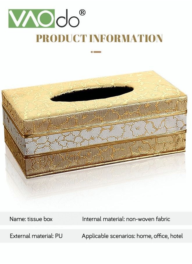 VAOdo - Leather Tissue Box Holder Trimmed Design Suitable for Multi-scene Use 24 * 12.5 * 8.5 CM - Image 1