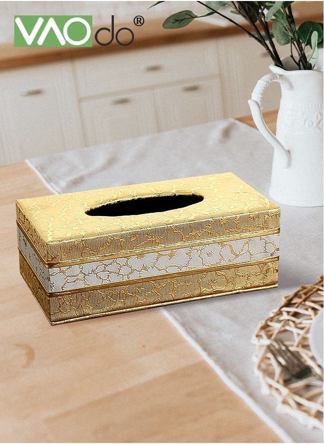 VAOdo - Leather Tissue Box Holder Trimmed Design Suitable for Multi-scene Use 24 * 12.5 * 8.5 CM - Image 1