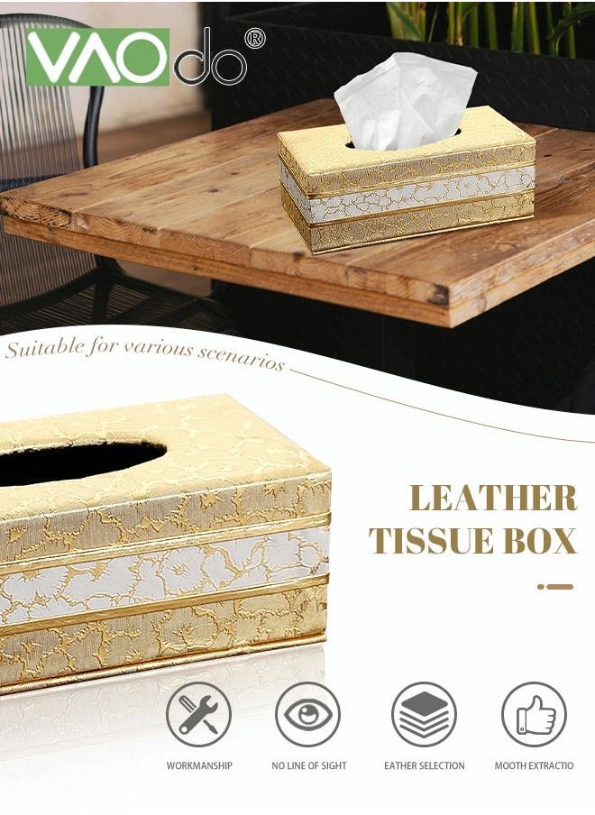 VAOdo - Leather Tissue Box Holder Trimmed Design Suitable for Multi-scene Use 24 * 12.5 * 8.5 CM - Image 1