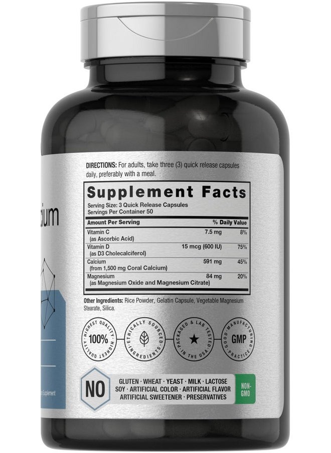 Horbaach Horbäach Coral Calcium 1500mg 150 Capsules | Plus Magnesium | Non-GMO, Gluten Free Supplement  - Image 2