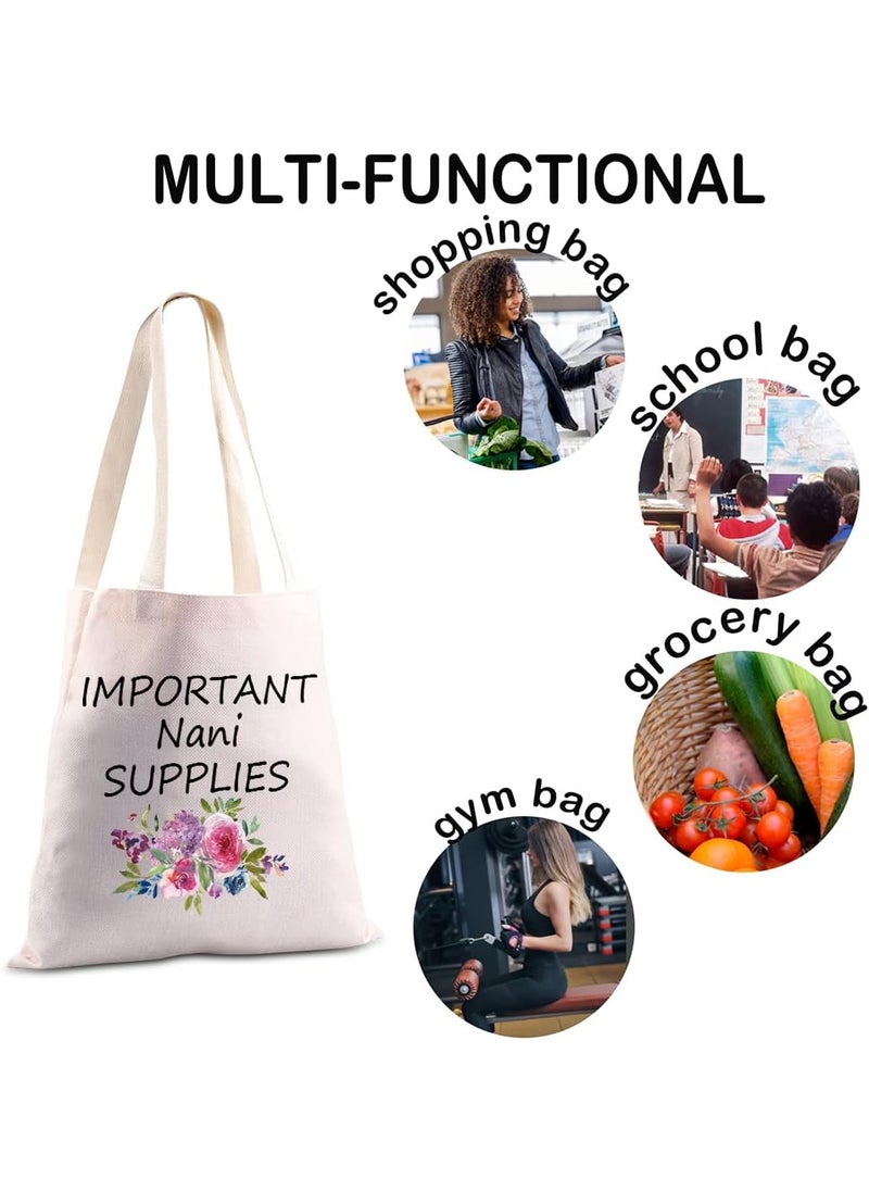JXGZSO JXGZSO Important Nani Supplies Tote Bag Grandma Birthday Gift Babysitting Bag Nani Travel Gift Canvas Tote Bag  - Image 4