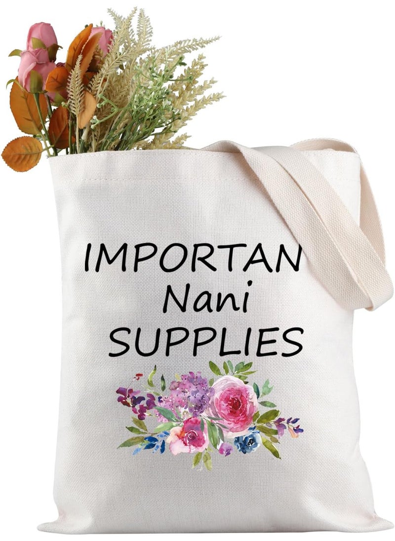 JXGZSO JXGZSO Important Nani Supplies Tote Bag Grandma Birthday Gift Babysitting Bag Nani Travel Gift Canvas Tote Bag  - Image 1
