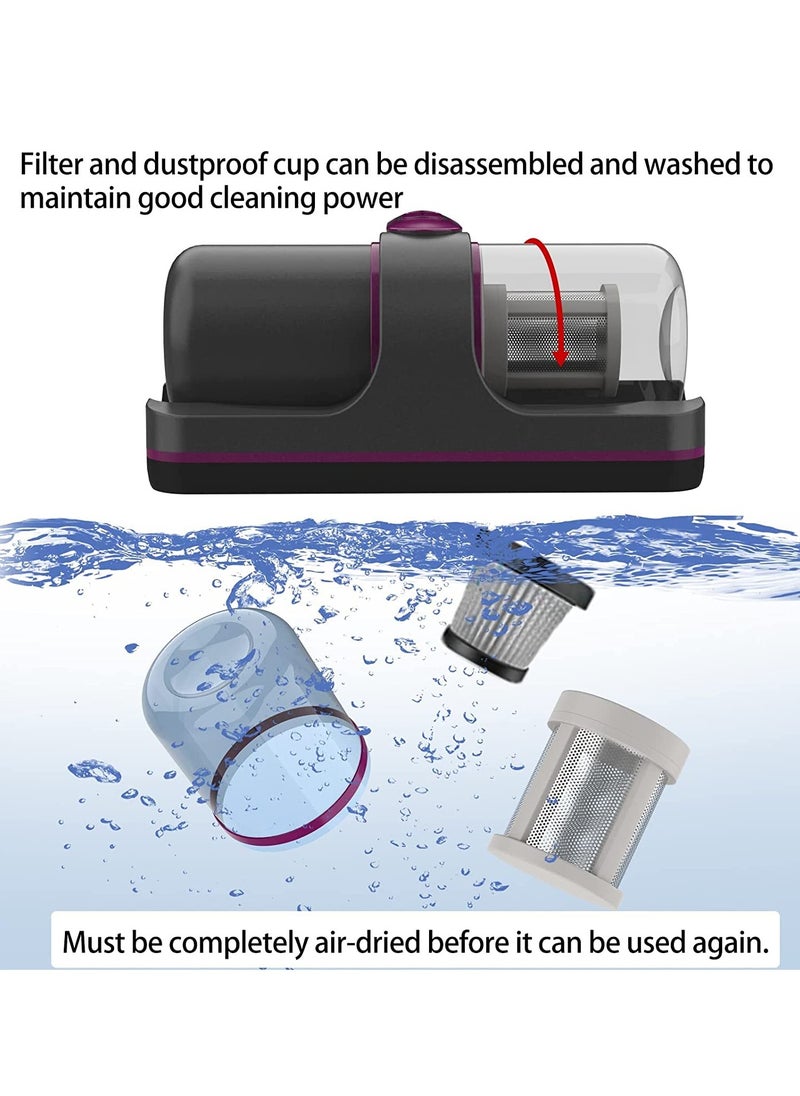 KASTWAVE Bed Vacuum Cleaner, 12Kpa Powerful Mattress Vacuum Cleaner with 3 Filters, 2- speed Deep Sofa Vacuum Cleaner with Purple Light  - Image 4