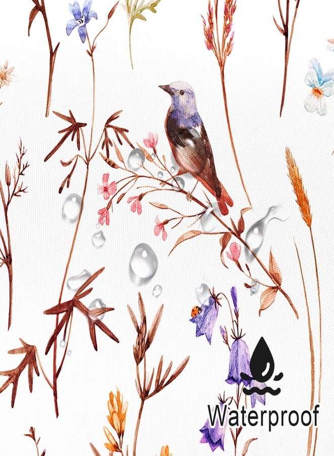 Litabel Red Cute Floral Shower Curtain, Watercolor Birds, Butterflies, Snails & Flower Design Shower Curtains for Chic Bathroom, Nature-Inspired Garden Fabric Shower Curtain, 72 x 72 - Image 4