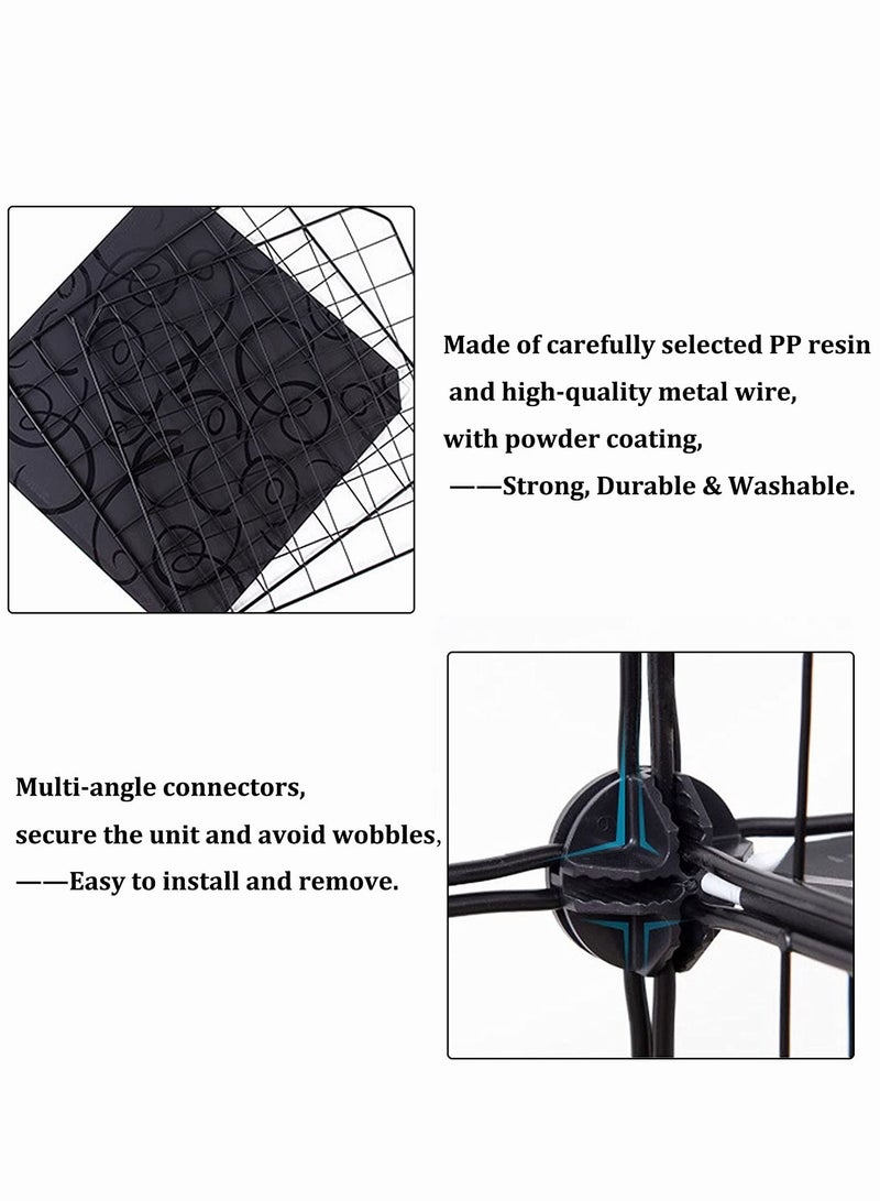 Metal Mesh Small Animal Cage 3-Tier Rabbit Wire Pen Fence with Ramps Pet House with Doors Cats Playpen for Kitty Puppy Bunny for Indoor Use (Black) - Image 4