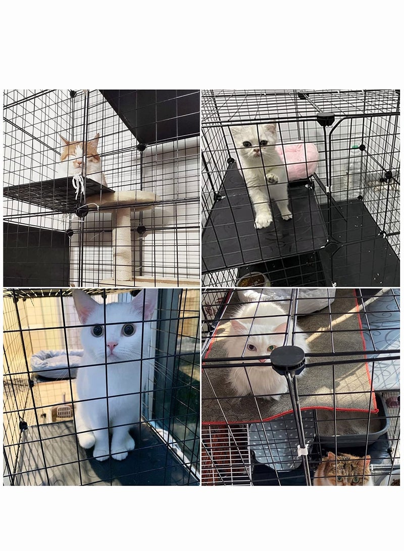 Metal Mesh Small Animal Cage 3-Tier Rabbit Wire Pen Fence with Ramps Pet House with Doors Cats Playpen for Kitty Puppy Bunny for Indoor Use (Black) - Image 5