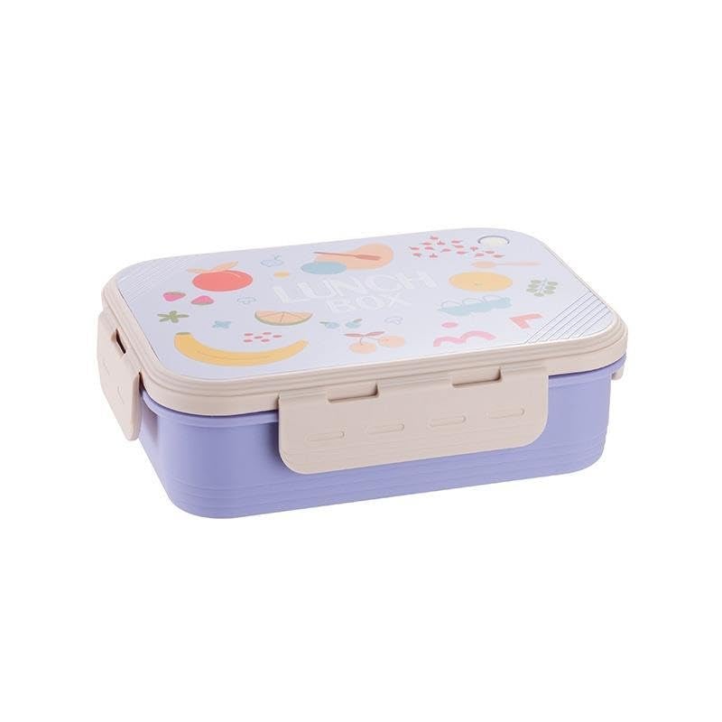 Darkpyro Stainless Steel 3-Compartment Lunch Box | BPA-Free Food Storage Container with Cute Fruit & Food Print Lid Meal Prep Container for Children (Green Color) - Image 2