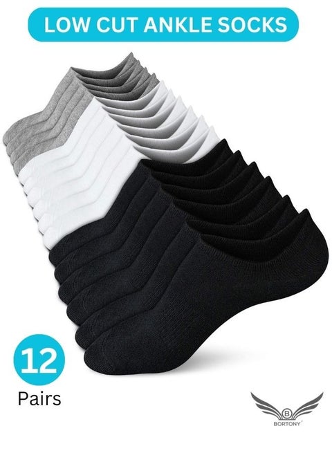 12 Pairs Low Cut Ankle Socks for Men/Women Thin Breathable Summer Comfort Low Cut Socks
