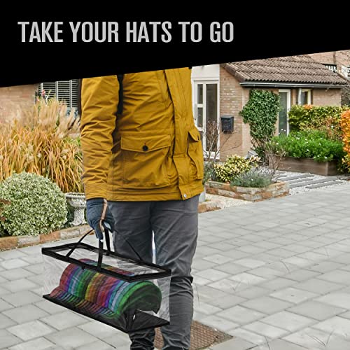 Houseables Baseball Cap Storage Bag, Hat Organizer Case, Cap Holder, Clear Plastic Tote, Black Handles, Moisture & Dust Proof, w/Zipper Closure, Holds up to 22 Hats, Dirt Protection, 23" x 6" x 8" - Image 5