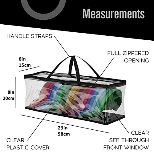 Houseables Baseball Cap Storage Bag, Hat Organizer Case, Cap Holder, Clear Plastic Tote, Black Handles, Moisture & Dust Proof, w/Zipper Closure, Holds up to 22 Hats, Dirt Protection, 23" x 6" x 8" - Image 2