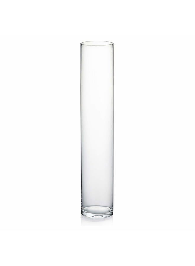 WGVI مزهرية أسطوانية طويلة، 3" عرض × 16" ارتفاع، مزهرية زجاجية رفيعة وضيقة شفافة لتزيين حفلات الزفاف والزهور في المراكز المنزلية ومكاتب الديكور، قطعة واحدة - Image 1