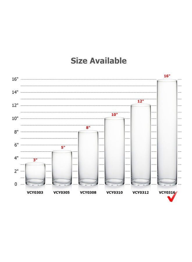 WGVI مزهرية أسطوانية طويلة، 3" عرض × 16" ارتفاع، مزهرية زجاجية رفيعة وضيقة شفافة لتزيين حفلات الزفاف والزهور في المراكز المنزلية ومكاتب الديكور، قطعة واحدة - Image 3