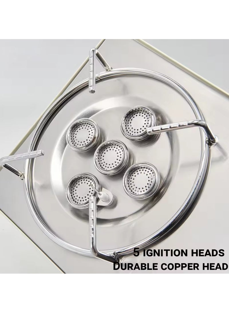 BlueFire 5-Flame Outlets Portable Gas Stove for Camping | High-Power Outdoor Butane Stove with Electric Ignition | Compact Picnic & Hiking Cooker for 3-5 People - Image 2