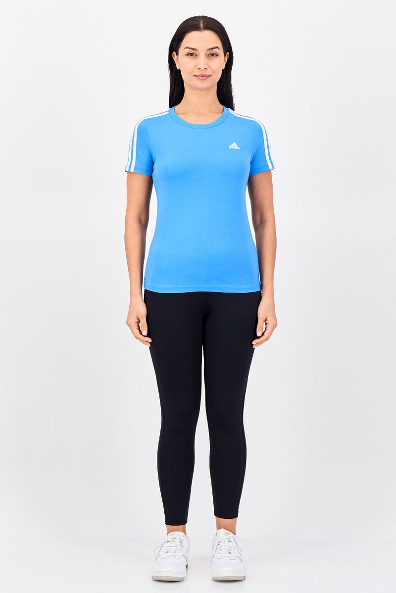 Adidas Women Slim Fit Short Sleeve Training T-Shirt, Blue - Image 2