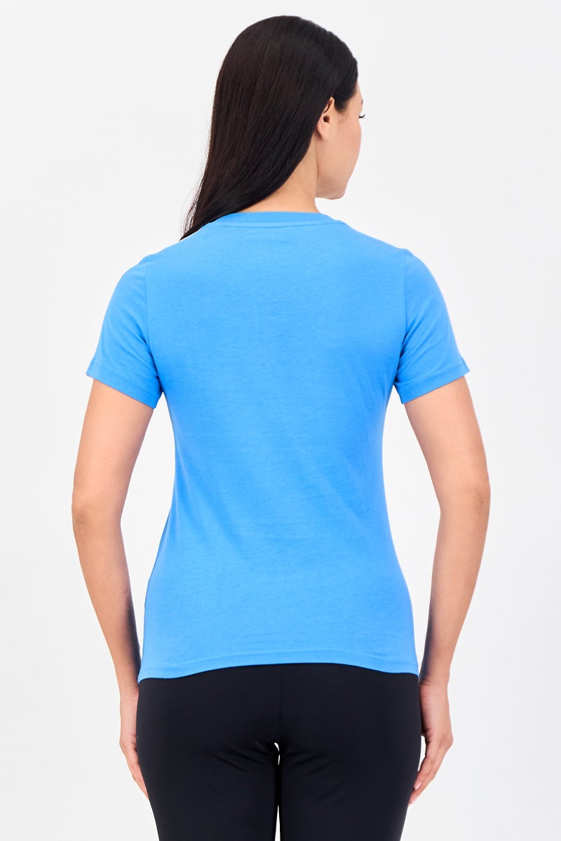Adidas Women Slim Fit Short Sleeve Training T-Shirt, Blue - Image 4