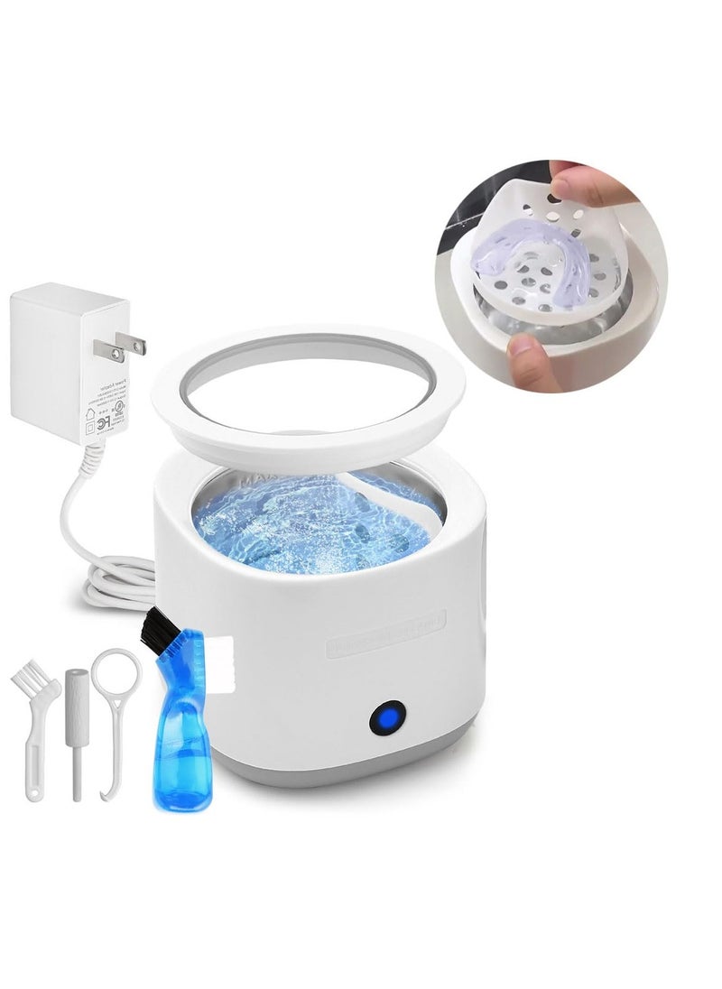 Anbbas Anbbas Denture Bath Cleaning Machine with Basket,Mini Brush,Ultrasonic Retainers Cleaner,180ML SUS304 Tank,Noise Reduction  - Image 1