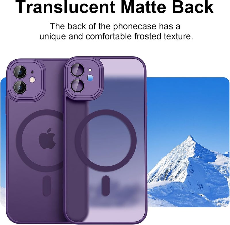 Demark iPhone 12/12 Pro Magnetic Case (Compatible with MagSafe)(10 FT Military Grade Drop Protection) Slim Translucent Matte Shockproof with Anti-Fingerprint iPhone 12/12 Pro Phone Case (Purple) - Image 3