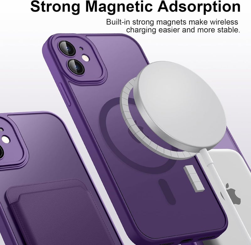Demark iPhone 12/12 Pro Magnetic Case (Compatible with MagSafe)(10 FT Military Grade Drop Protection) Slim Translucent Matte Shockproof with Anti-Fingerprint iPhone 12/12 Pro Phone Case (Purple) - Image 4