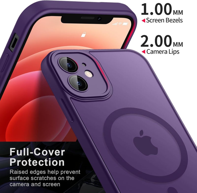 Demark iPhone 12/12 Pro Magnetic Case (Compatible with MagSafe)(10 FT Military Grade Drop Protection) Slim Translucent Matte Shockproof with Anti-Fingerprint iPhone 12/12 Pro Phone Case (Purple) - Image 2
