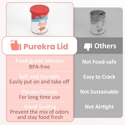 Purekra 4 Packs Silicone Can Lids for Canned Goods, 3.0''|3.2''|3.5''|4.0-inches Fit for 5oz, 5.5oz, 12oz, 12.5oz, 15.6oz 16oz etc. | Food Sealing Lids | Can Covers Toppers | Different Sizes - Image 5