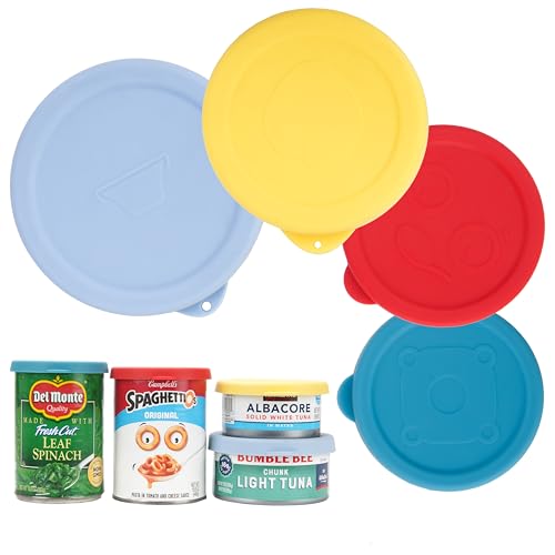 Purekra 4 Packs Silicone Can Lids for Canned Goods, 3.0''|3.2''|3.5''|4.0-inches Fit for 5oz, 5.5oz, 12oz, 12.5oz, 15.6oz 16oz etc. | Food Sealing Lids | Can Covers Toppers | Different Sizes - Image 1