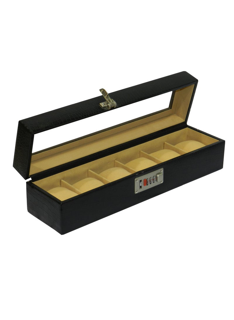 LAVERI LEATHER Laveri Watch Box for Men Women (06 Slots), Premium  Leather Watch Case  Organizer with Crystal Glass Top, Removable Pillow - Image 5