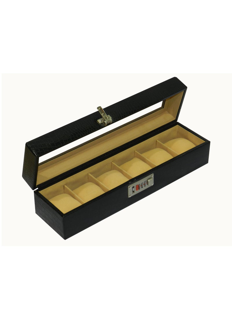 LAVERI LEATHER Laveri Watch Box for Men Women (06 Slots), Premium  Leather Watch Case  Organizer with Crystal Glass Top, Removable Pillow - Image 3