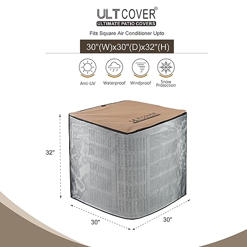 ULTCOVER 2 in 1 Full Mesh with Waterproof Fabric Top Air Conditioner Defender Cover 30W x 30D x 32H inch for Outside AC Units All Seasons Use - Image 2