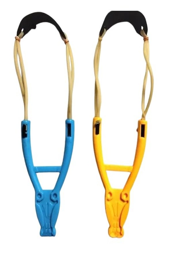 LUCKYMORDEN (Pack of 2 Pcs) Slingshot (Gulel) Toy for Kids/Flat Rubber Slingshot Gulel Catapult for Sports/Gulel for Outdoor Games/Strong Sling Shot Rubber for Perfect Aim with Strong Grip for Kids - Image 1
