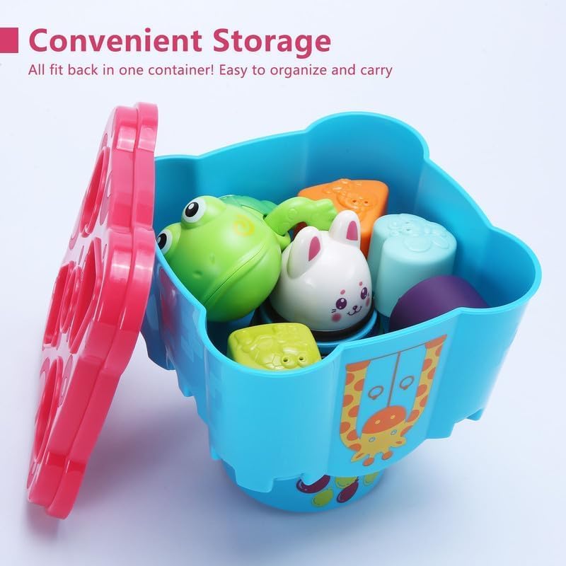 SCIENISH Baby Stacking Toys for Toddler 1-3, Nesting Cup Shape Sorter for Infant 6 to 12-18 Month, Learning Stackable Block, Birthday Gift for Girl Boy 9 Month - Image 4