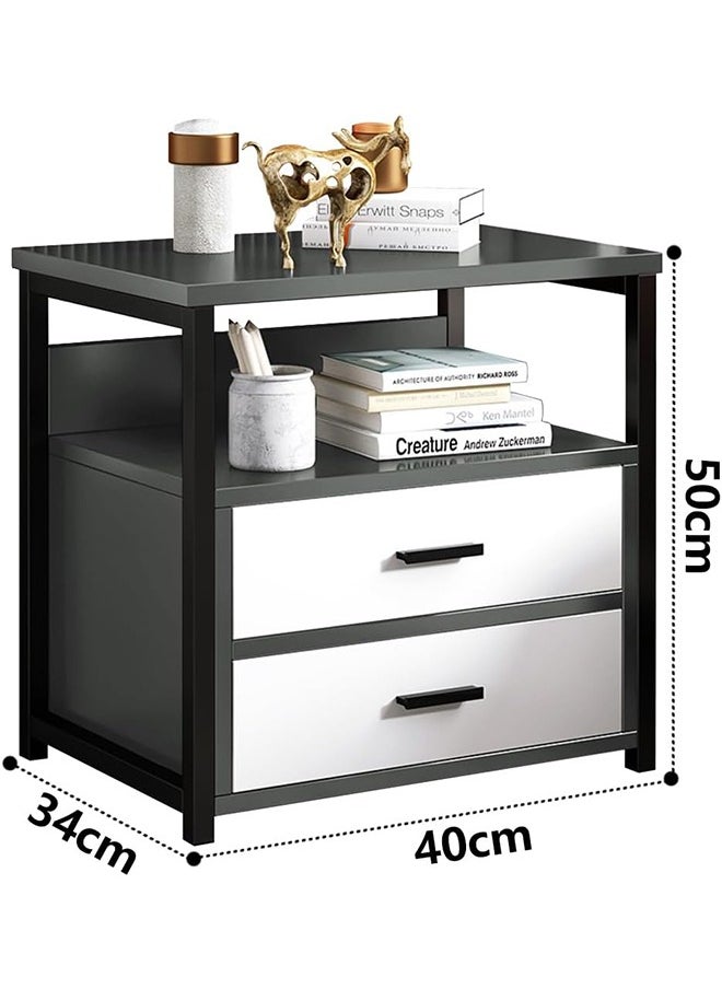 Bedside tables,Storage tables Modern Nightstand with metal frame, Side Table  with two drawers, suitable for bedroom living room