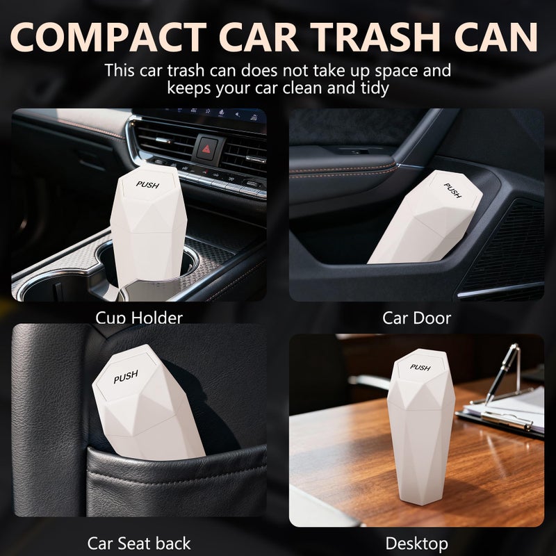 OUDEW Car Trash Can with Lid - 2-Pack, Interior Accessories for Vehicles, Leakproof Garbage Can with 30 Detachable Trash Bags, Multipurpose Organizers and Storage Solutions for Home and Office (Beige) - Image 3
