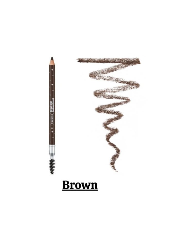 كاليستا قلم حواجب بني بدقة عالية مع فرشاة مدمجة، مقاوم للماء والتلطخ للحصول على حواجب طبيعية - Image 2