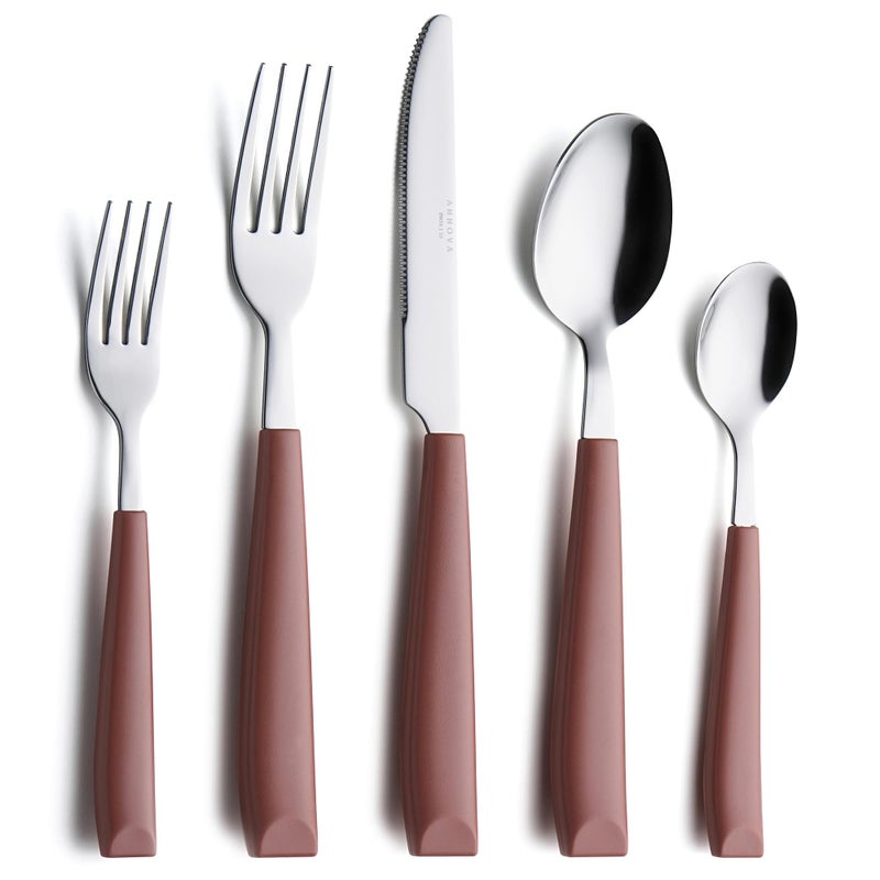 Annova ANNOVA Silverware Set Stainless Steel Cutlery Color Handle Flatware Brown 20