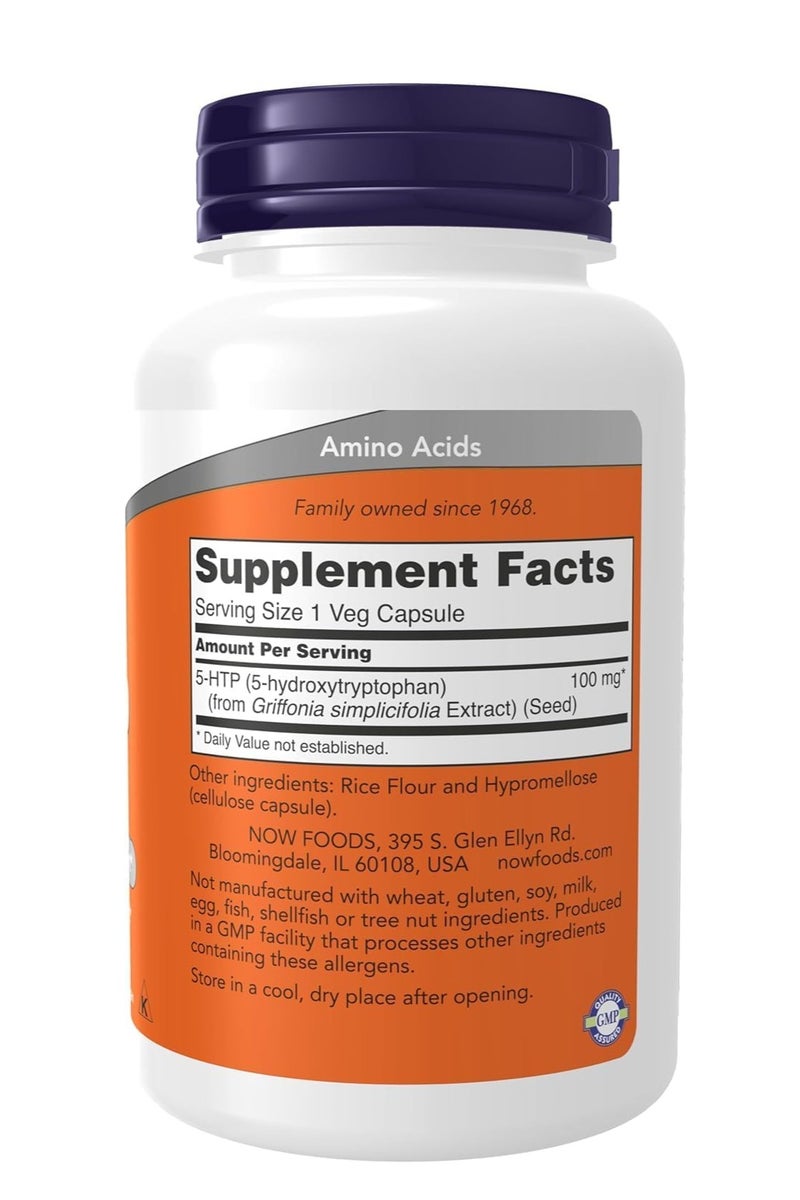 now 5-HTP 100mg, 120 Vegan Capsules, Neurotransmitter Support, Mood Balance, Non-GMO, Gluten-Free, Vegan-Friendly - Image 2