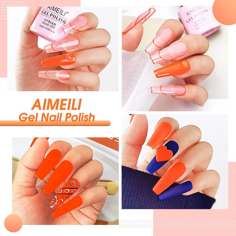 AIMEILI Soak Off U V LED Orange Gel Nail Polish - Lilium Pumilum Orange (117) 10ml - Image 5