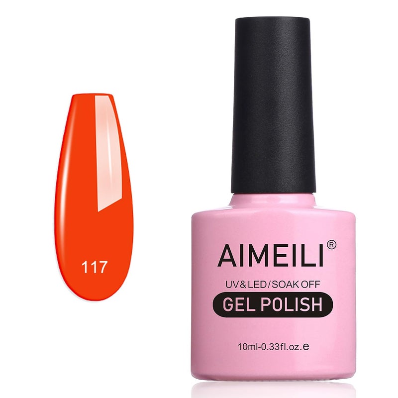 AIMEILI Soak Off U V LED Orange Gel Nail Polish - Lilium Pumilum Orange (117) 10ml - Image 1