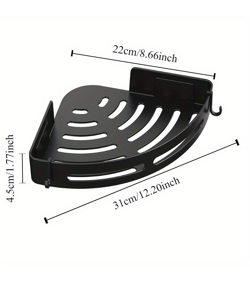 1pc Space Saving Triangle Corner Shelf Wall Mounted Bathroom Organizer With Angled Anti Slip Design For Shower Tub Shampoo Cosmetics Shower Gel Easy Install Storage - Image 4