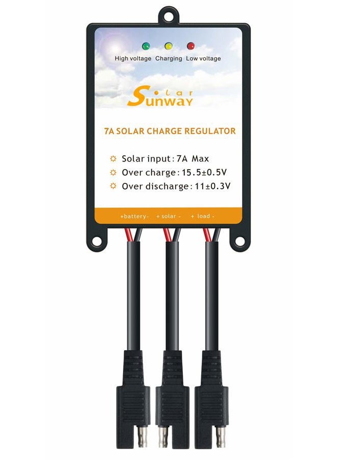 Sunway Solar منظم شحن شمسي 12 فولت 7 أمبير، أسود - Image 1