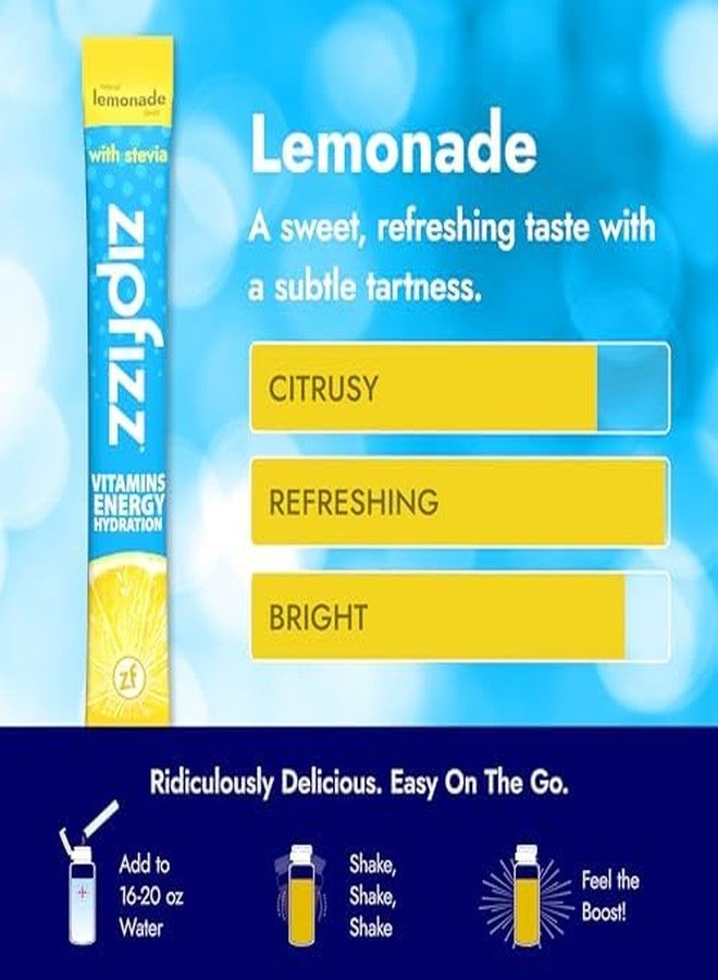Zipfizz Stevia Energy Drink Powder, Lemonade, 10 Pack - 3-in-1 Sustained Energy, Rapid Hydration & Essential Vitamins - Sugar-Free, Non-Effervescent Electrolyte Drink Mix with B12 & Antioxidants - Image 5