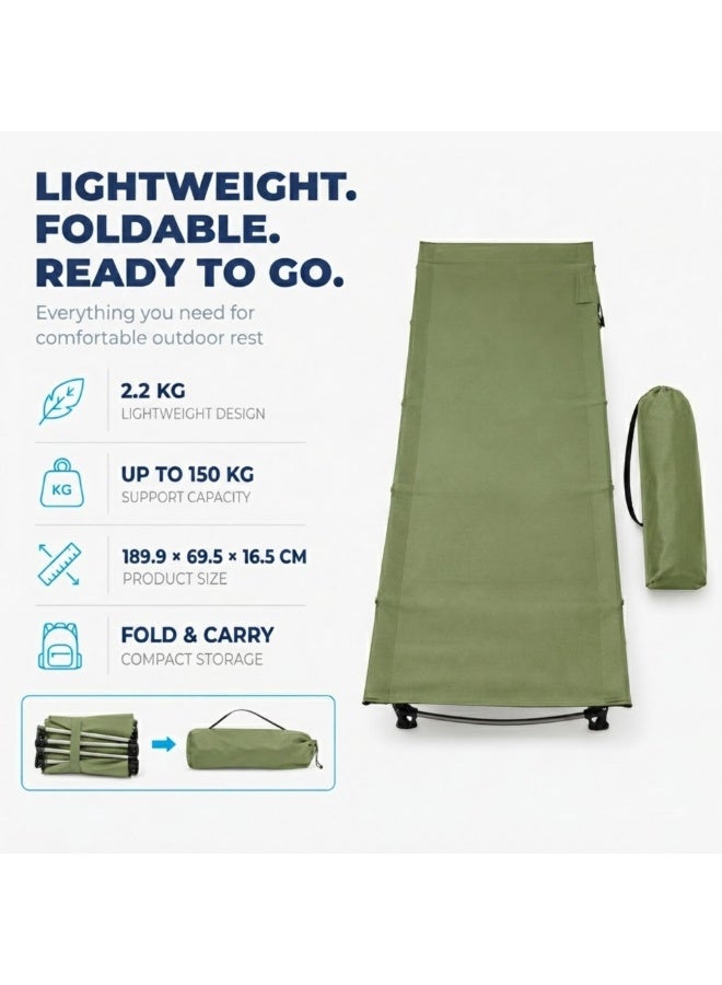 Adventure Lab Ultralight Folding Tent Camping Cot Bed | Lightweight Aluminum Frame Portable Cot for Outdoor Travel, Hiking, and Base Camp | Compact Foldable Camping Bed up to 150 kg - Image 3