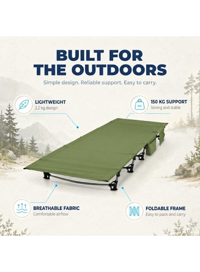 Adventure Lab Ultralight Folding Tent Camping Cot Bed | Lightweight Aluminum Frame Portable Cot for Outdoor Travel, Hiking, and Base Camp | Compact Foldable Camping Bed up to 150 kg - Image 5