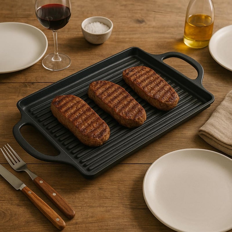 BS مقلاة بي إس فلات جريل فيوجن 46x25 سم – مقلاة من الألمنيوم المصبوب الثقيلة غير لاصقة للاستخدام على الغاز والشواء والهواء الطلق - Image 4