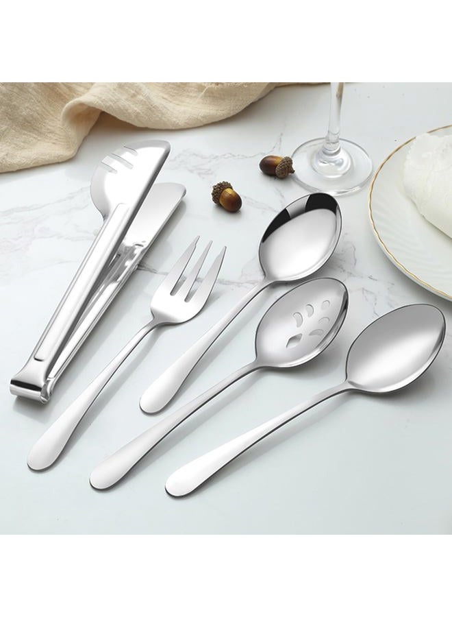 BEWOS 20 Serving Utensils, Serving Spoons, Slotted Spoons, Serving Tongs & Forks, Cake Server, Butter Knife, Stainless Steel, Dishwasher Safe - Image 5