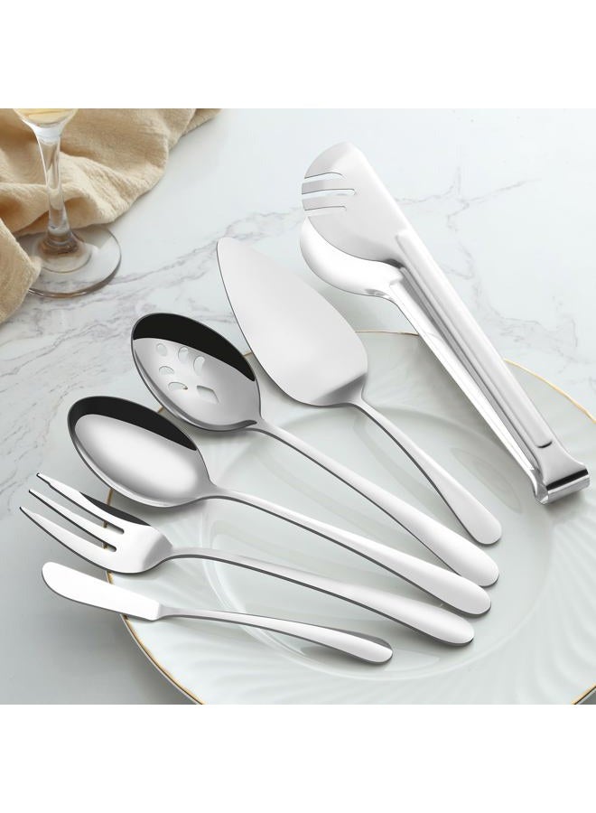 BEWOS 20 Serving Utensils, Serving Spoons, Slotted Spoons, Serving Tongs & Forks, Cake Server, Butter Knife, Stainless Steel, Dishwasher Safe - Image 3