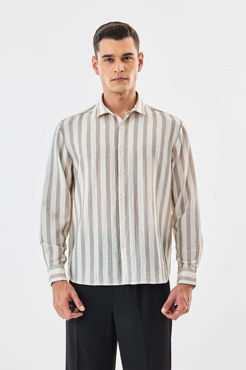 SNITCH Crushed Regular Fit Stripes Shirt