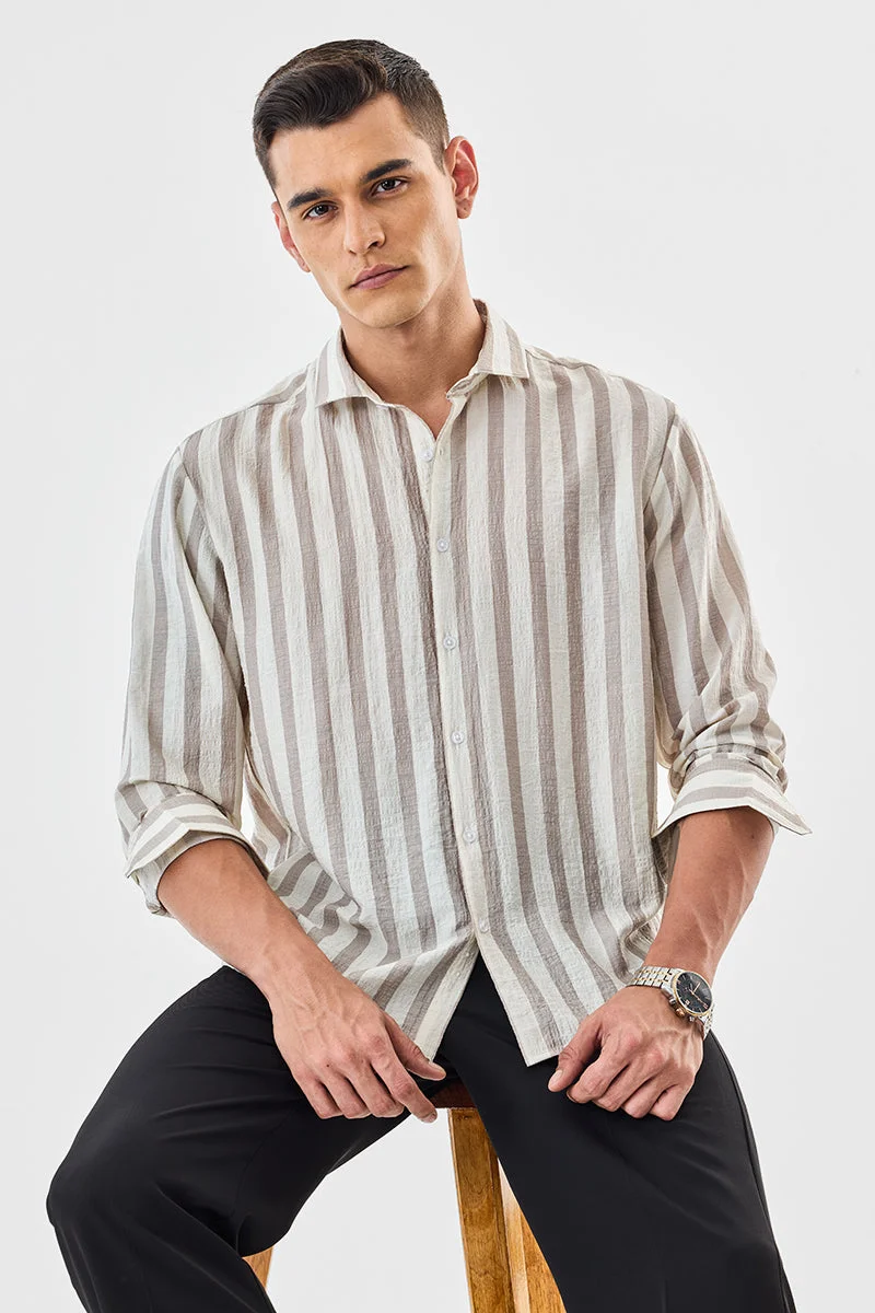 SNITCH Crushed Regular Fit Stripes Shirt
