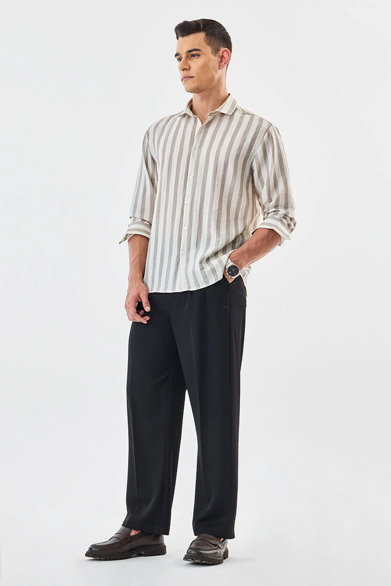 SNITCH Crushed Regular Fit Stripes Shirt